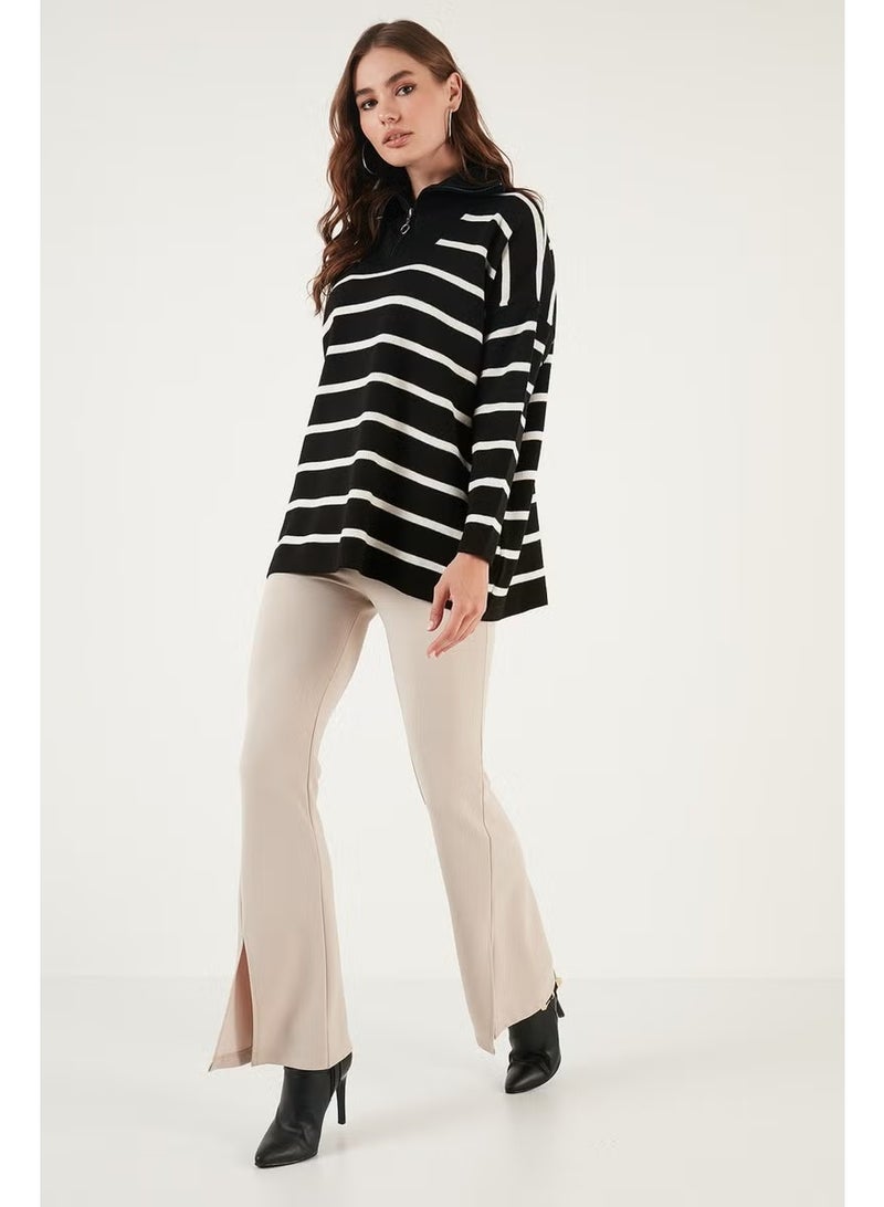 Lela Striped Half Zipper Oversize Knitwear Sweater Women's Sweater 4616080 - Image 1